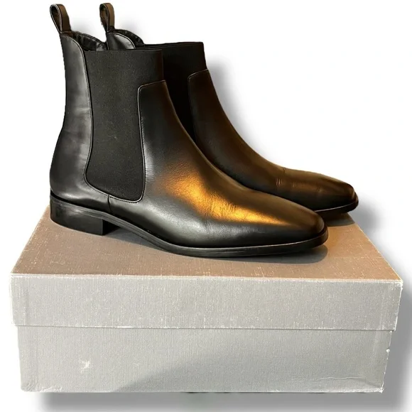 NEW! Everlane Womens The Italian Chelsea Square Toe Boots Black Leather Sz 10.5 - Picture 5 of 9